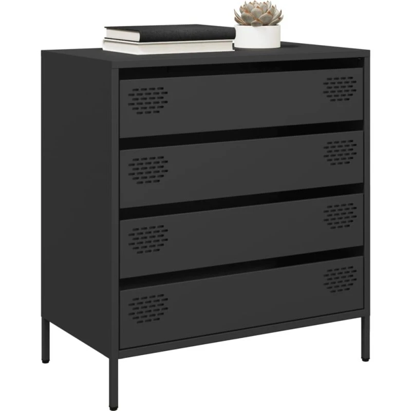 vidaXL Skænk 68x39x73,5 cm koldvalset stål, sort