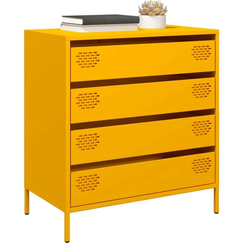 vidaXL skab 68x39x73,5 cm koldvalset stål sennepsgul