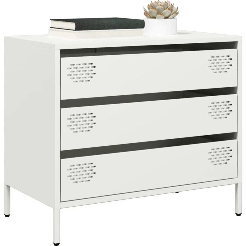 vidaXL Skab 68x39x58,5 cm koldvalset stål hvid