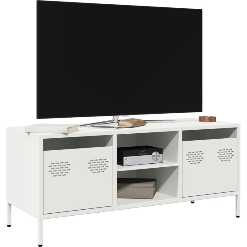 vidaXL tv-bord 101,5x39x43,5 cm koldvalset stål hvid