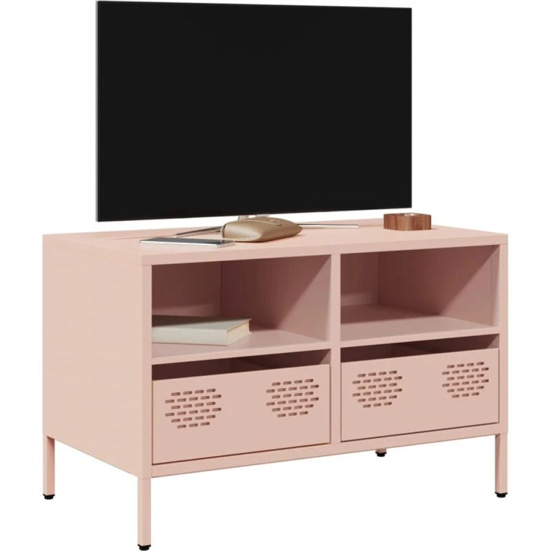 vidaXL tv-bord 68x39x43,5 cm koldvalset stål lyserød