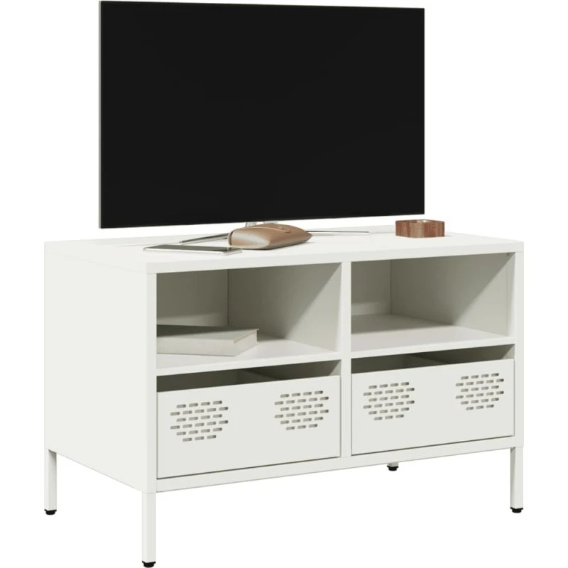 vidaXL tv-bord 68x39x43,5 cm koldvalset stål hvid