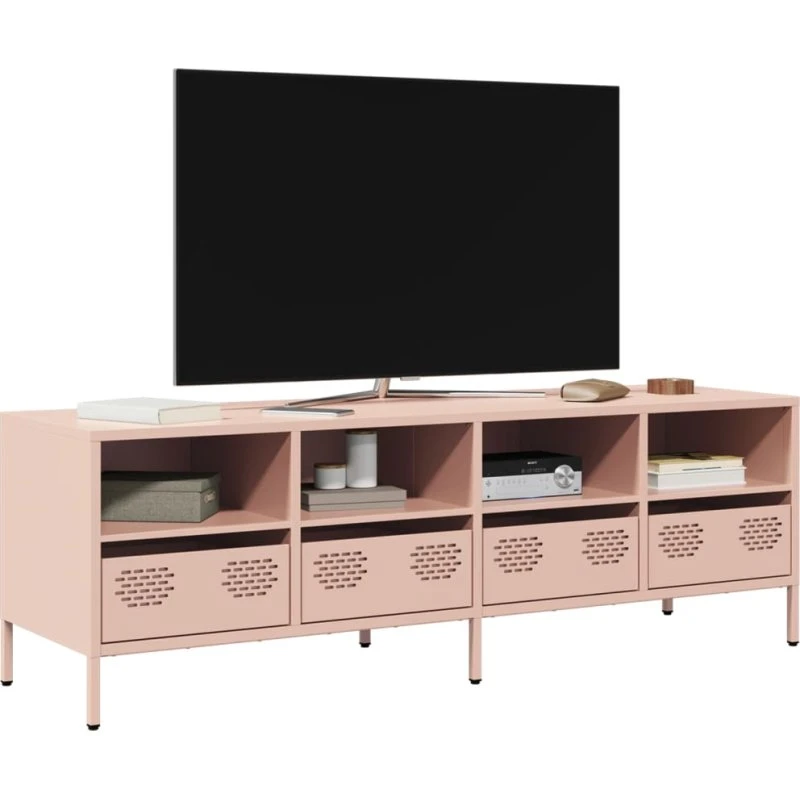 vidaXL tv-bord 135x39x43,5 cm koldvalset stål lyserød