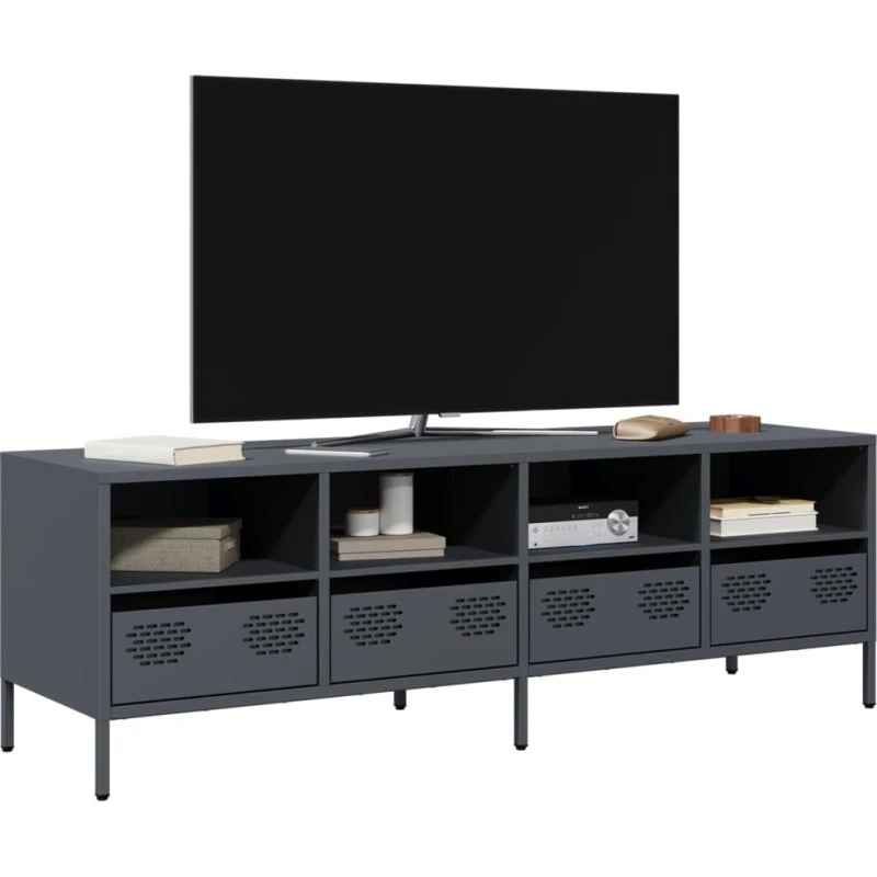 vidaXL tv-bord 135x39x43,5 cm koldvalset stål antracitgrå