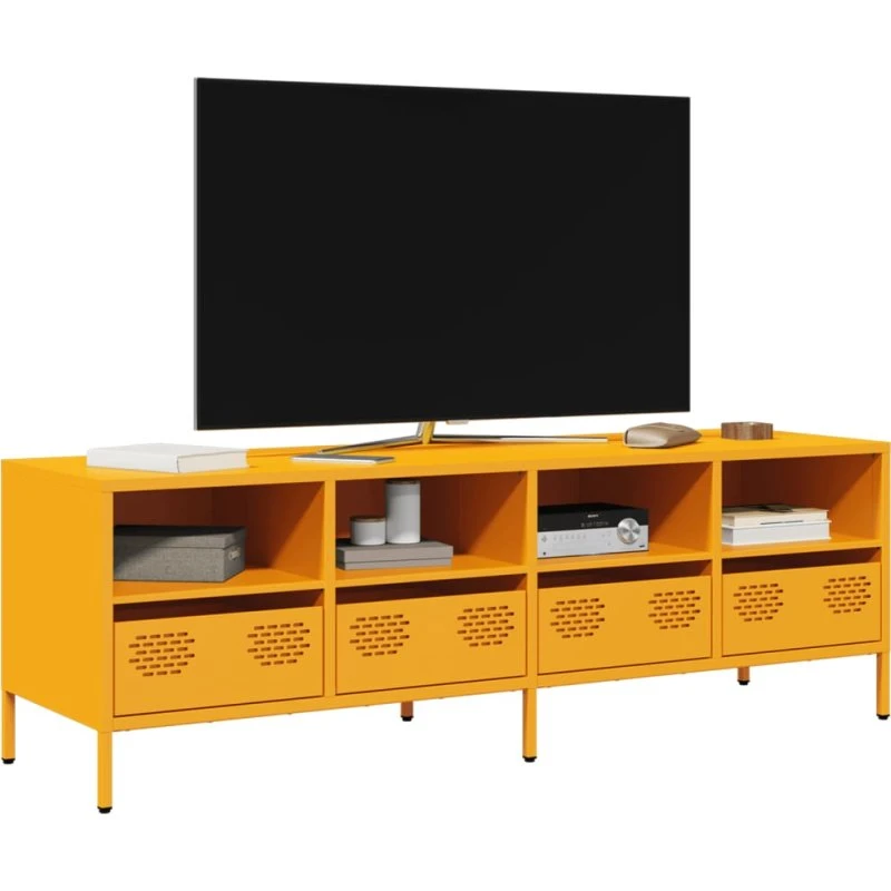 vidaXL tv-bord 135x39x43,5 cm koldvalset stål sennepsgul