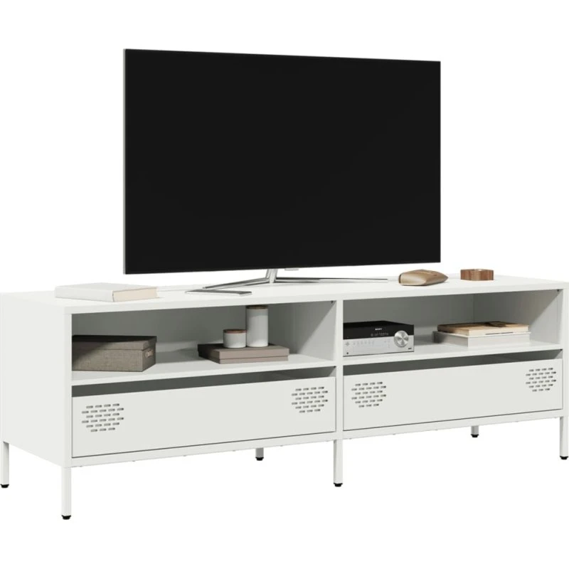 vidaXL tv-bord 135x39x43,5 cm koldvalset stål hvid