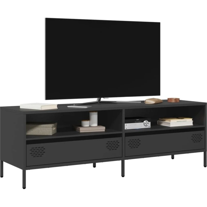 Trendy TV-bord 135x39x43,5 cm i koldvalset stål, sort