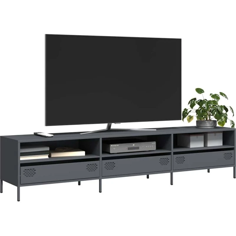 vidaXL tv-bord 202x39x43,5 cm koldvalset stål antracitgrå