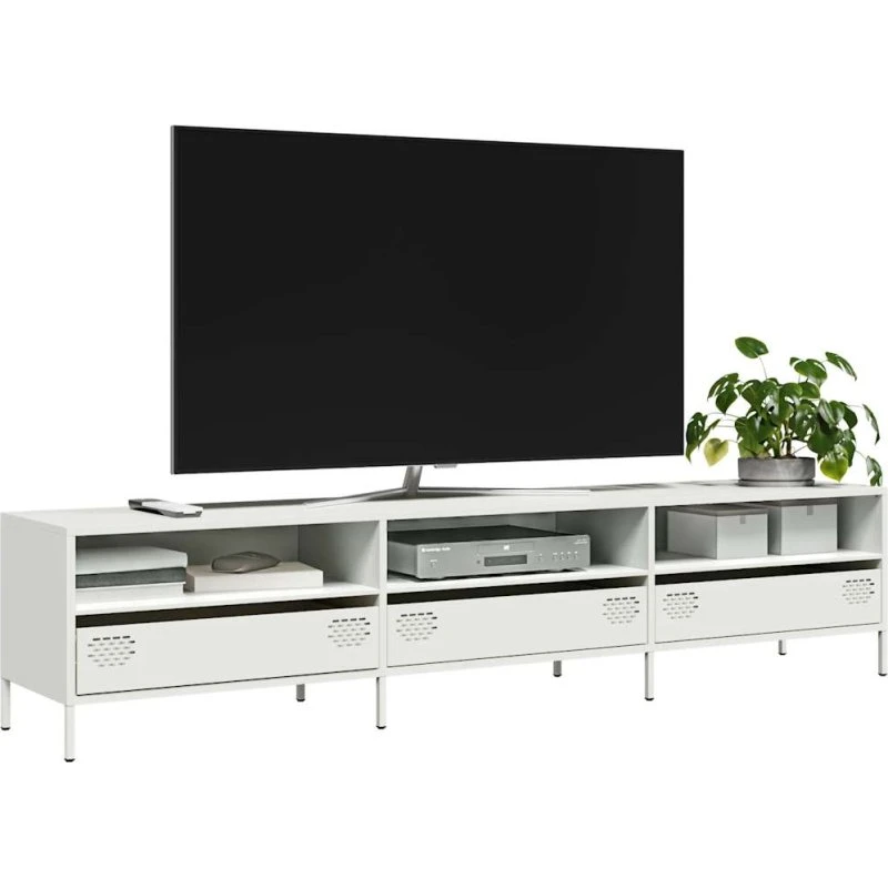 vidaXL tv-bord 202x39x43,5 cm koldvalset stål hvid