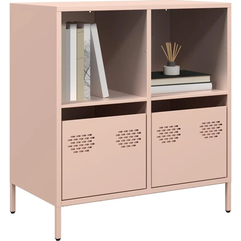 vidaXL Skab 68x39x73,5 cm Koldvalset Stål Lyserød