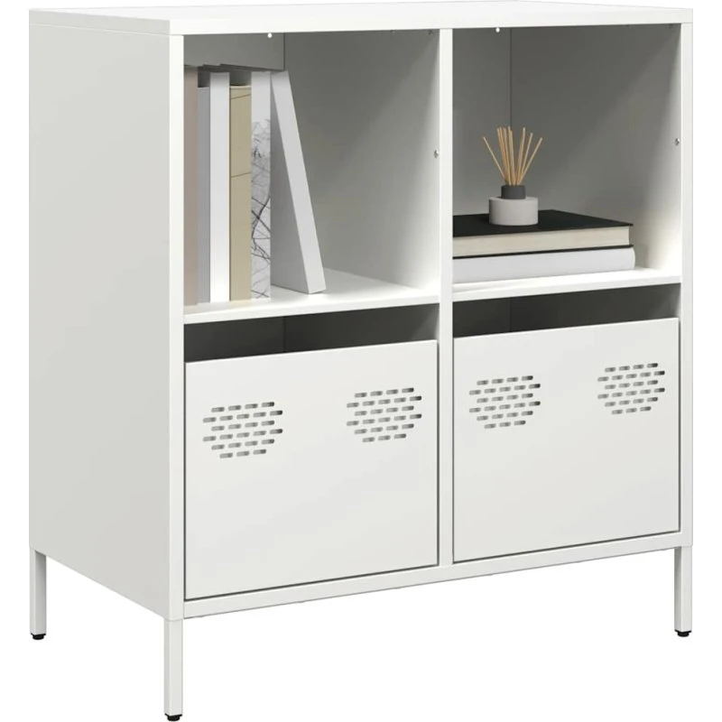 vidaXL Skab 68x39x73,5 cm Koldvalset Stål Hvid
