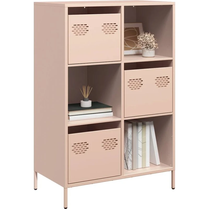 vidaXL Skab 68x39x103,5 cm Stål Lyserød