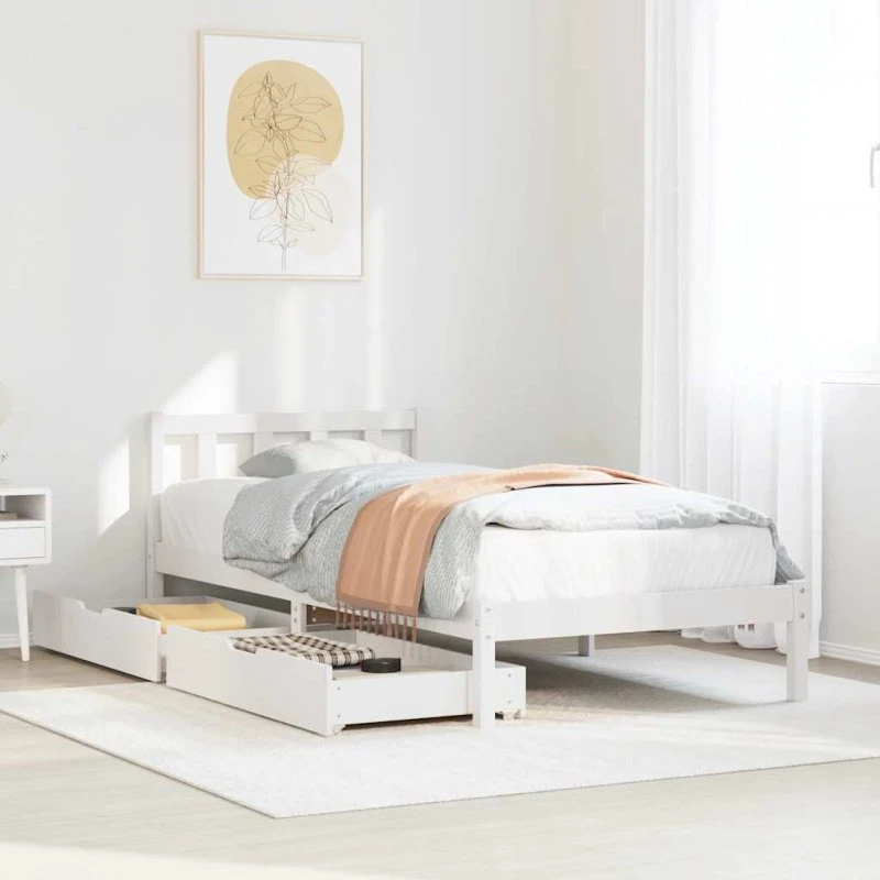 vidaXL sengeramme 75x190 cm hvid massivt fyrretræ