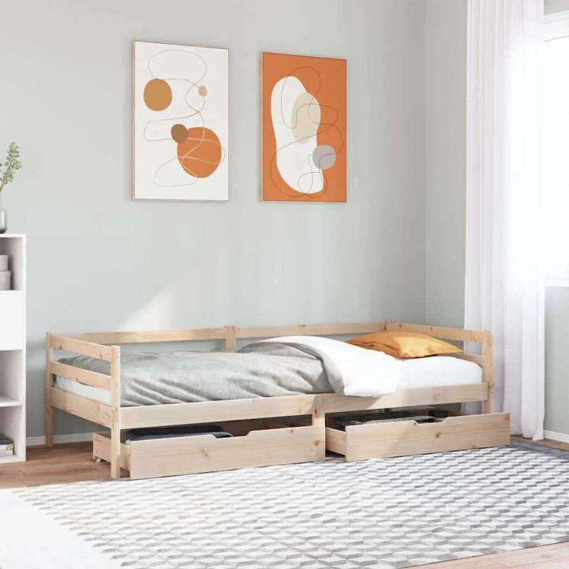 vidaXL Daybed med Skuffer 80x200 cm, Massivt Fyrretræ