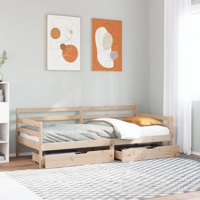 vidaXL Daybed med skuffer 80x200 cm hvid massivt fyrretræ