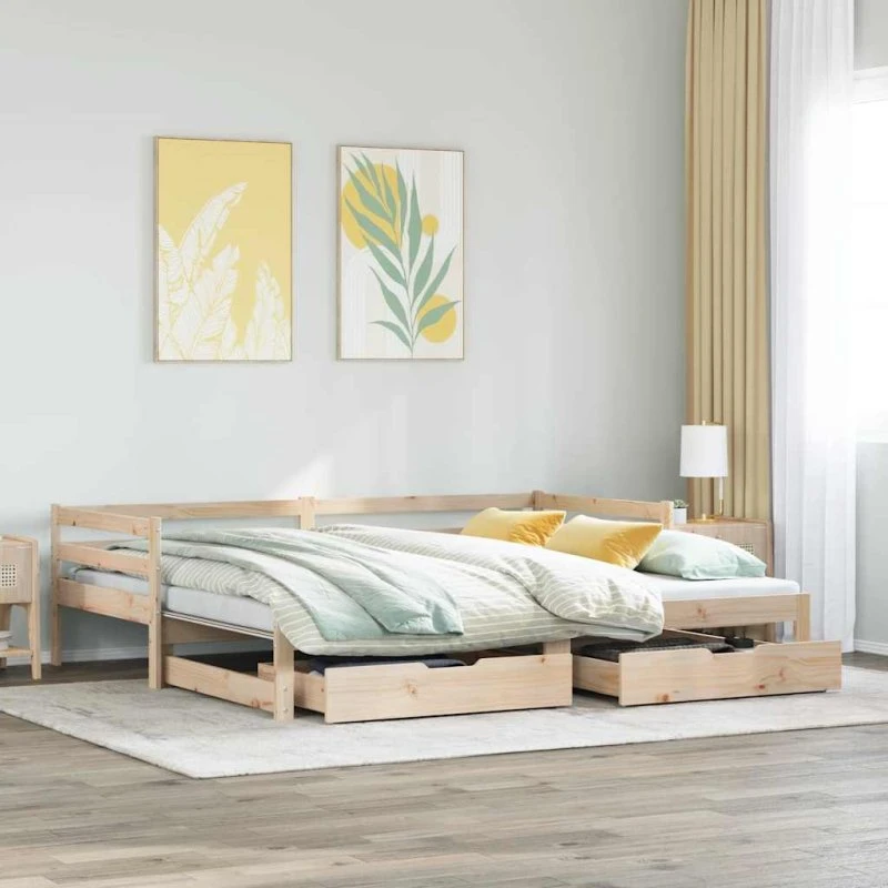 vidaXL Daybed med udtræk og skuffer 90x190 cm