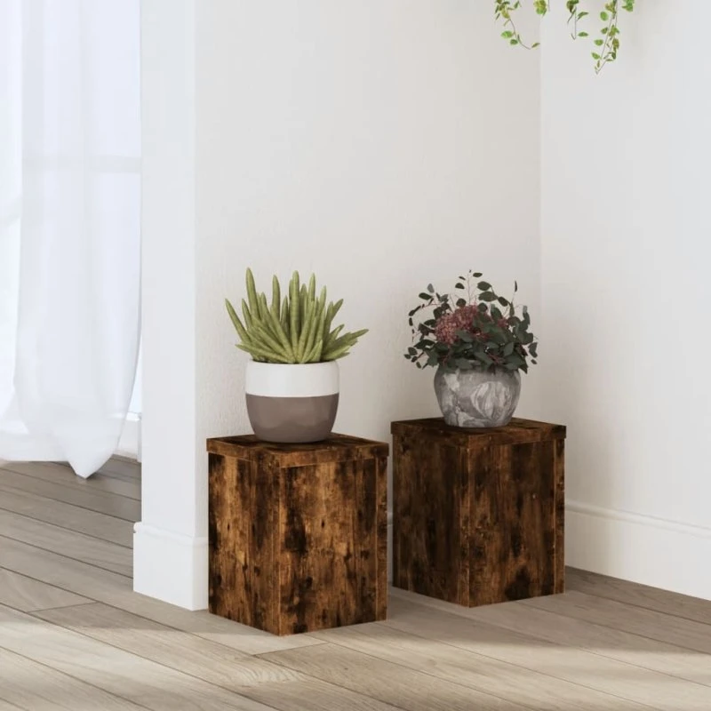 vidaXL Plantestativer 2 stk. 15x15x20 cm røget eg konstrueret træ