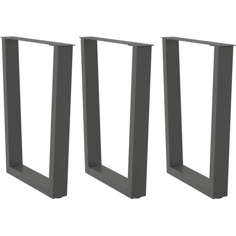 vidaXL V-formet spisebordsben 3 stk. antracit 70 x (72-73,3) cm stål