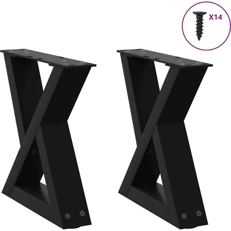vidaXL sofabordsben 2 stk. sort 40x(30-31,3) cm stål