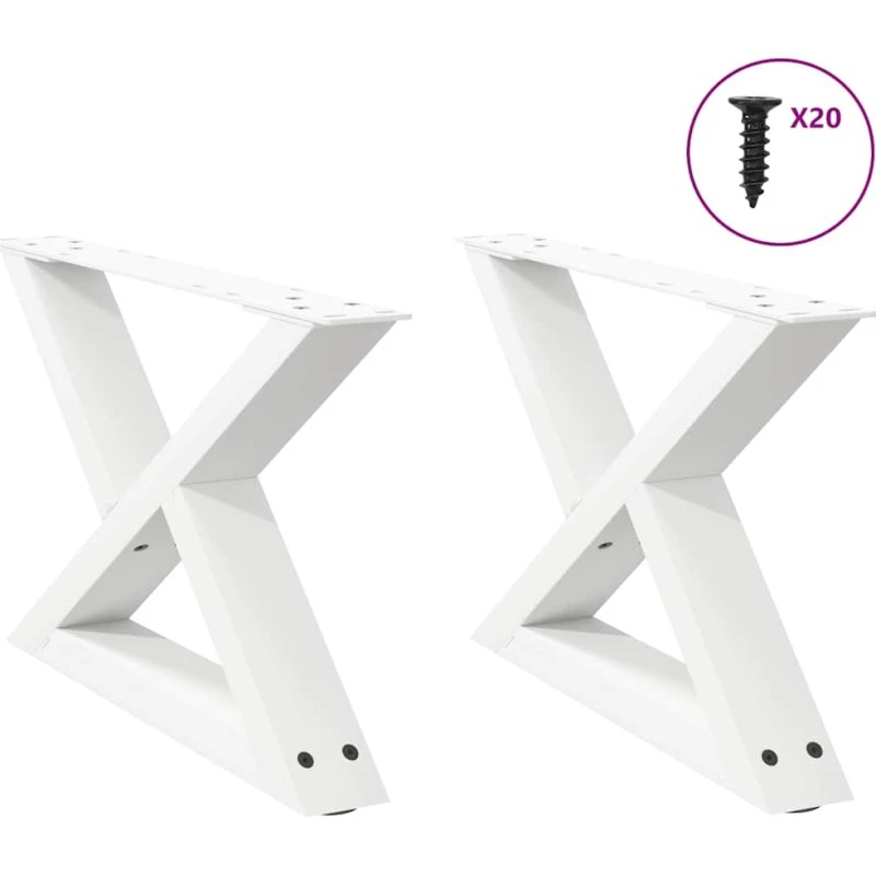 vidaXL sofabordsben 2 stk. hvid 60 x (30-31,3) cm stål