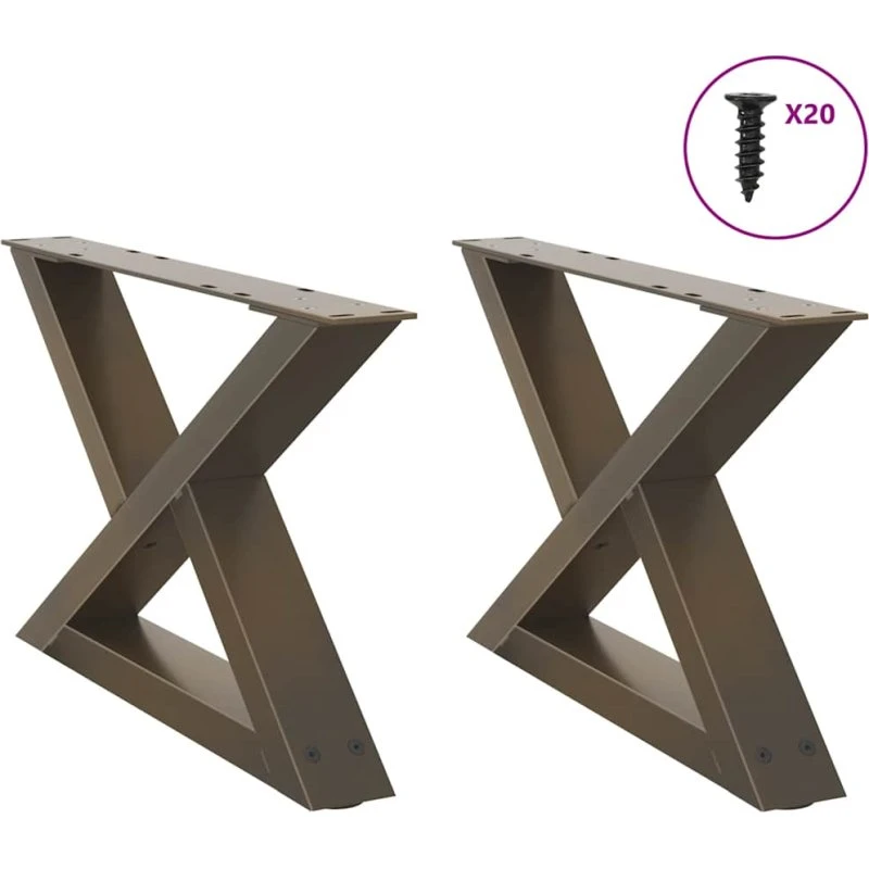 vidaXL sofabordsben 2 stk. naturstål 60 x (30-31,3) cm