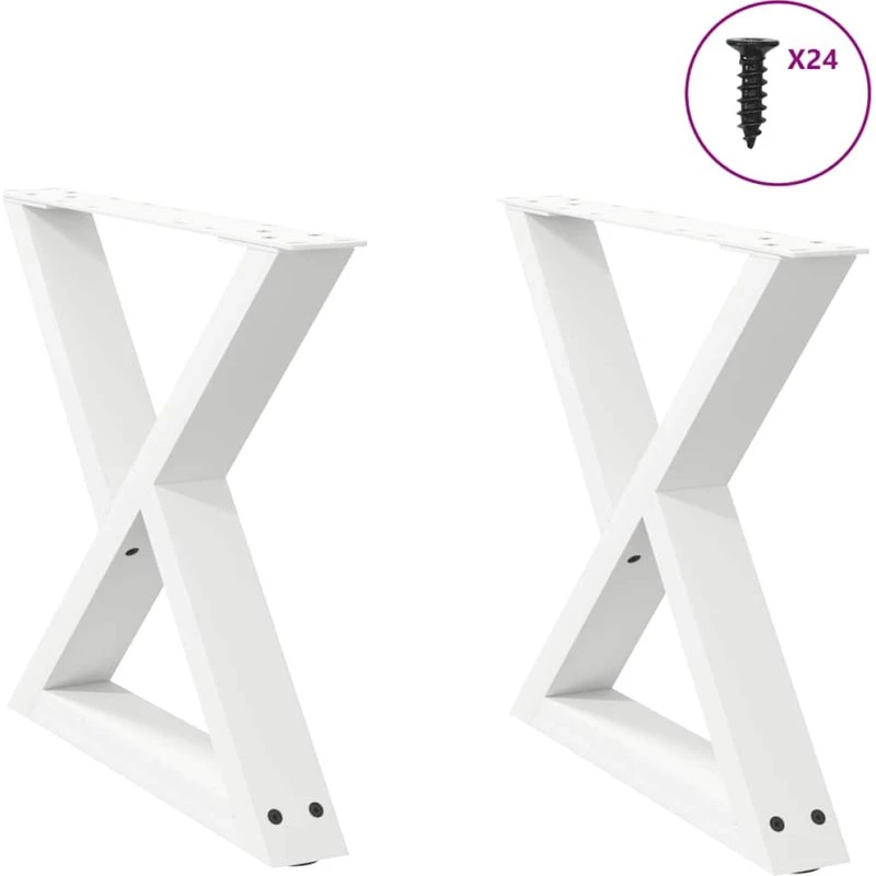 vidaXL sofabordsben 2 stk. hvid 50x(42-43,3) cm stål