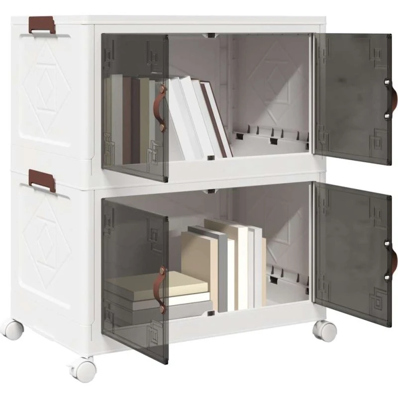 vidaXL Stabelbar Opbevaringskasse med Hjul 2-Etagers 75 L 64x40x76 cm