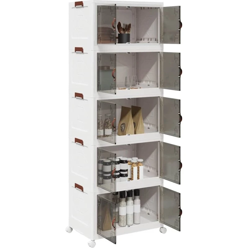 vidaXL Stabelbar opbevaringskasse med hjul 5-etagers 75 L 64x40x179 cm