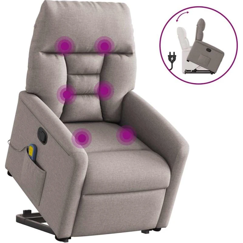 vidaXL løftestol med massage gråbrun