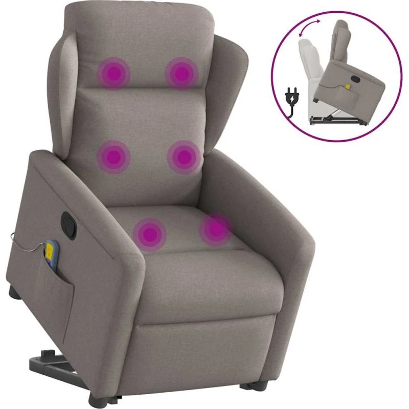 vidaXL Løftestol med Massage Gråbrun