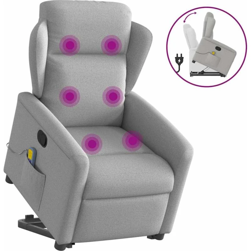 vidaXL Løftestol med Massage og Løftefunktion – Skygrå