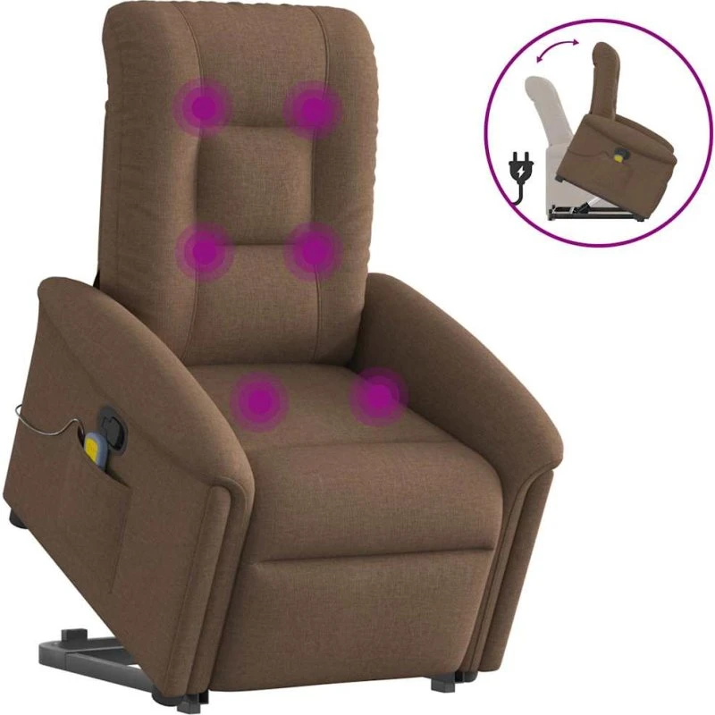vidaXL Løftestol med Massagefunktion, Brun