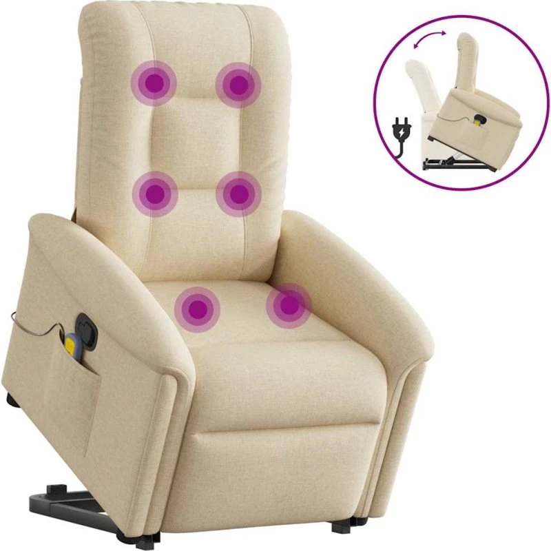 vidaXL Løftestol med Massagefunktion Creme