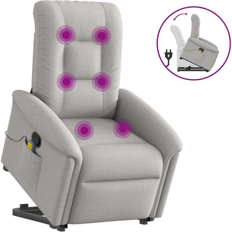 vidaXL Massagestol med løftefunktion, skygrå