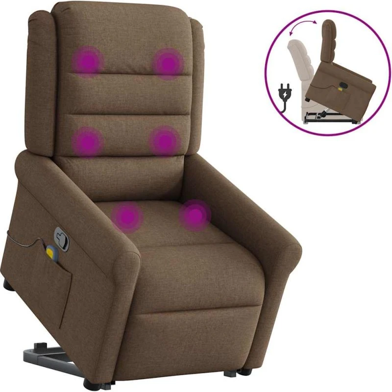 vidaXL Løftestol med Massage, Brun