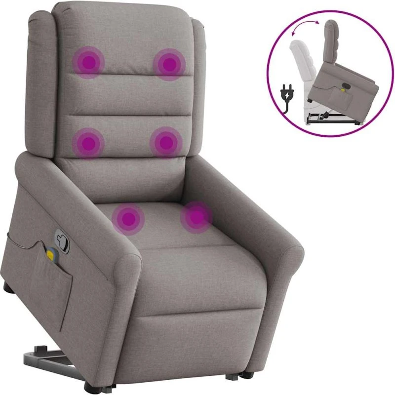 vidaXL Løftestol med Massage Gråbrun