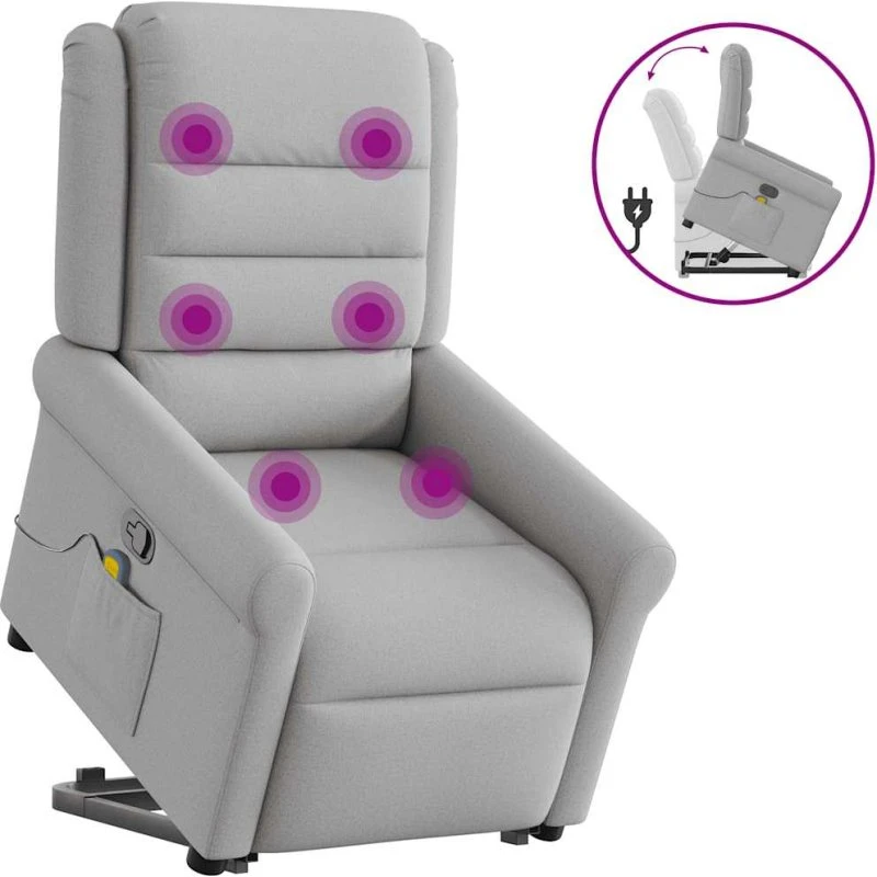 vidaXL Massagestol med Løftefunktion, Skygrå