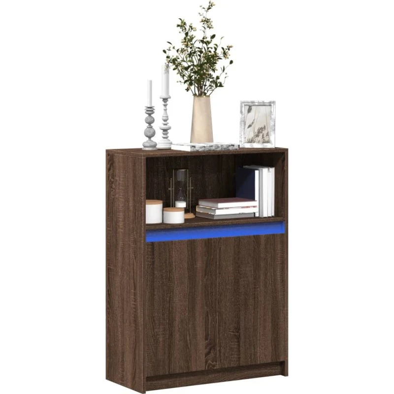 vidaXL Reol med LED 72x34x100 cm brun egetræ