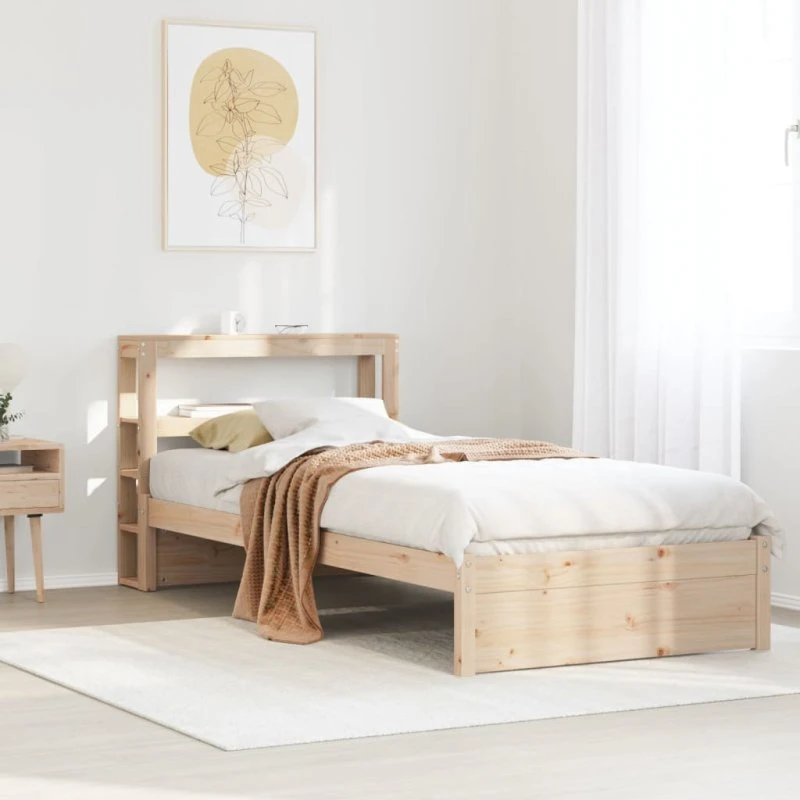 vidaXL Sengeramme 90x190 cm i massivt fyrretræ med sengegavl