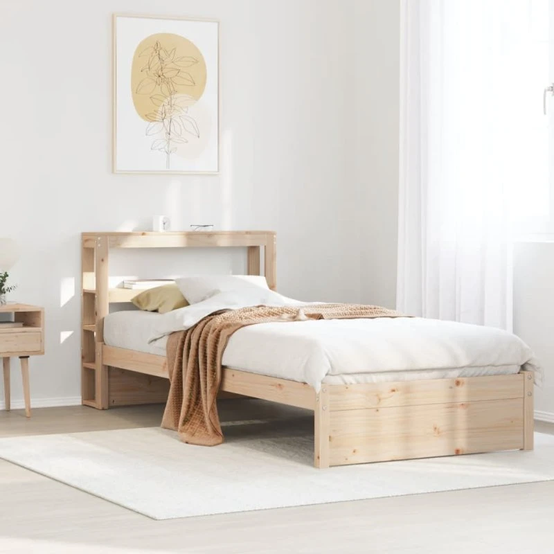 vidaXL Sengeramme 90x200 cm i massivt fyrretræ med sengegavl