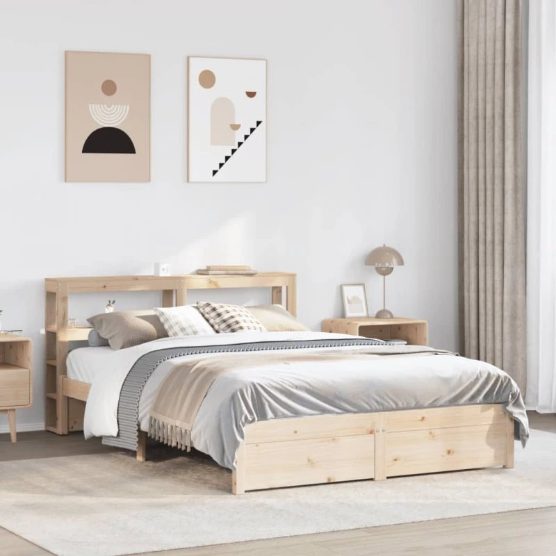 vidaXL Sengeramme 150x200 cm i massivt fyrretræ med sengegavl
