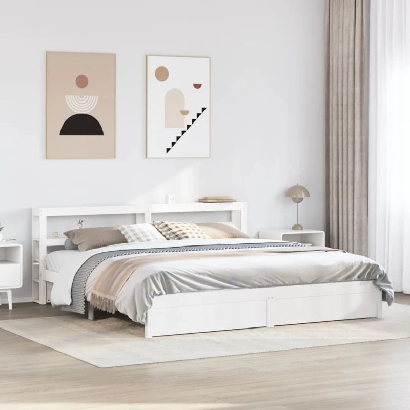 vidaXL Sengeramme 180x200 cm Hvid med hovedgærde