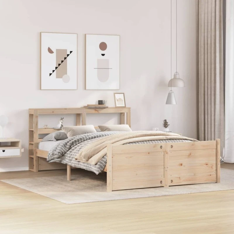 vidaXL Sengeramme 120x200 cm med Sengegavl i Massivt Fyrretræ, Hvid