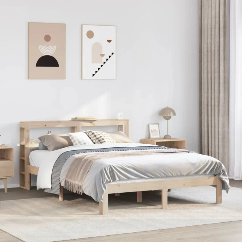 vidaXL Sengeramme 120x190 cm med sengegavl i massivt fyrretræ