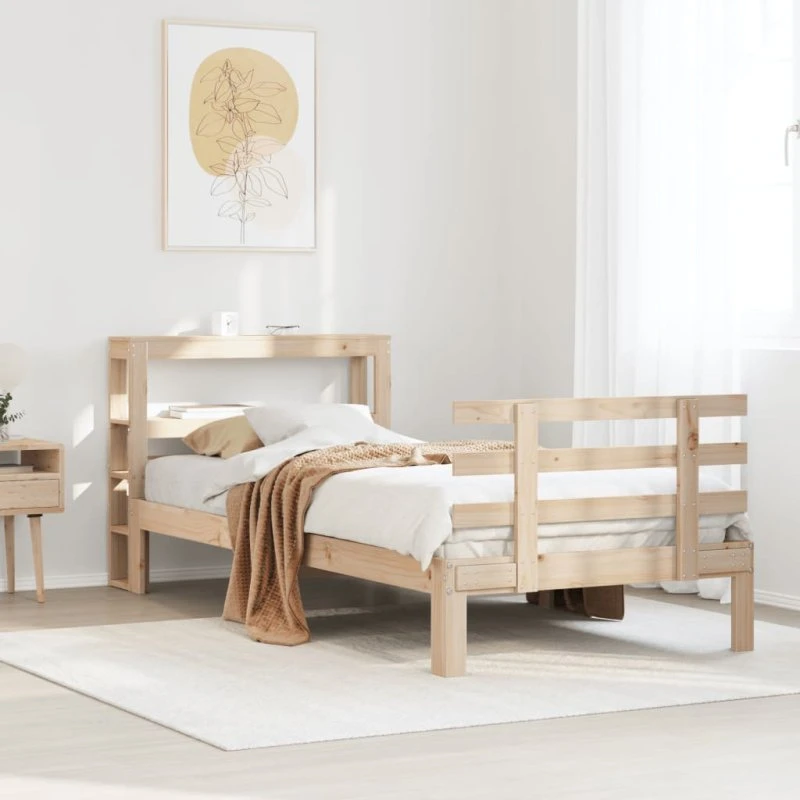 vidaXL Sengeramme 90x190 cm med Sengegavl i Massivt Fyrretræ