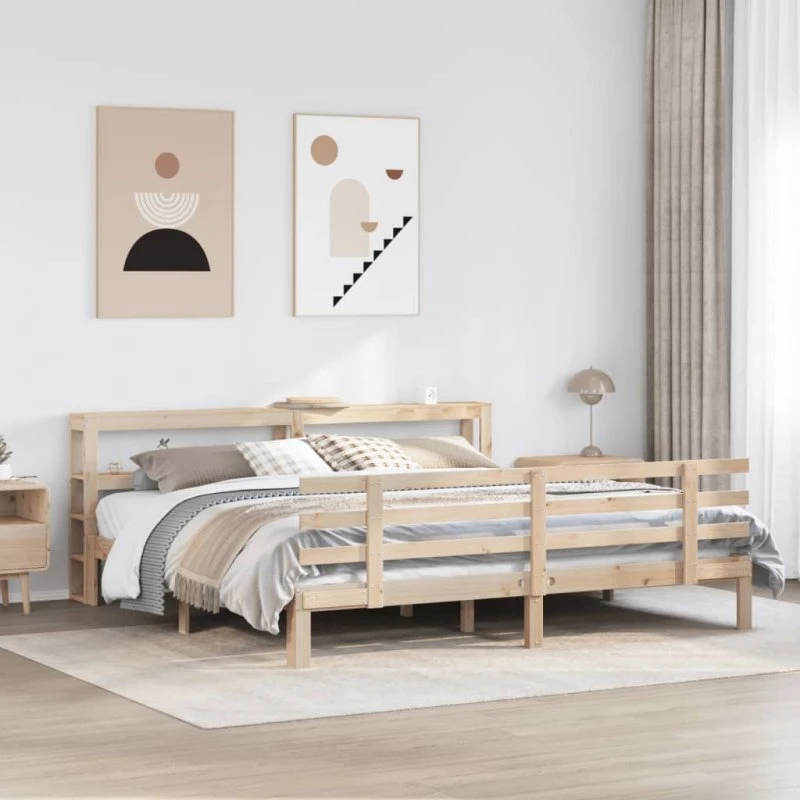 vidaXL Sengeramme 180x200 cm med Sengegavl i Massivt Fyrretræ