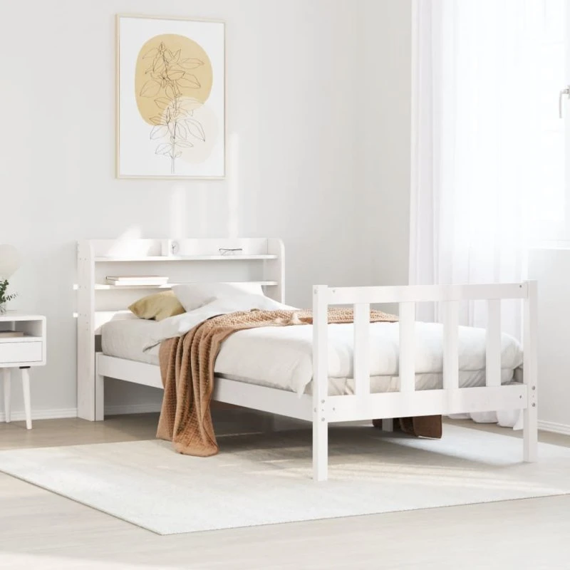 vidaXL sengeramme 75x190 cm hvid massivt fyrretræ