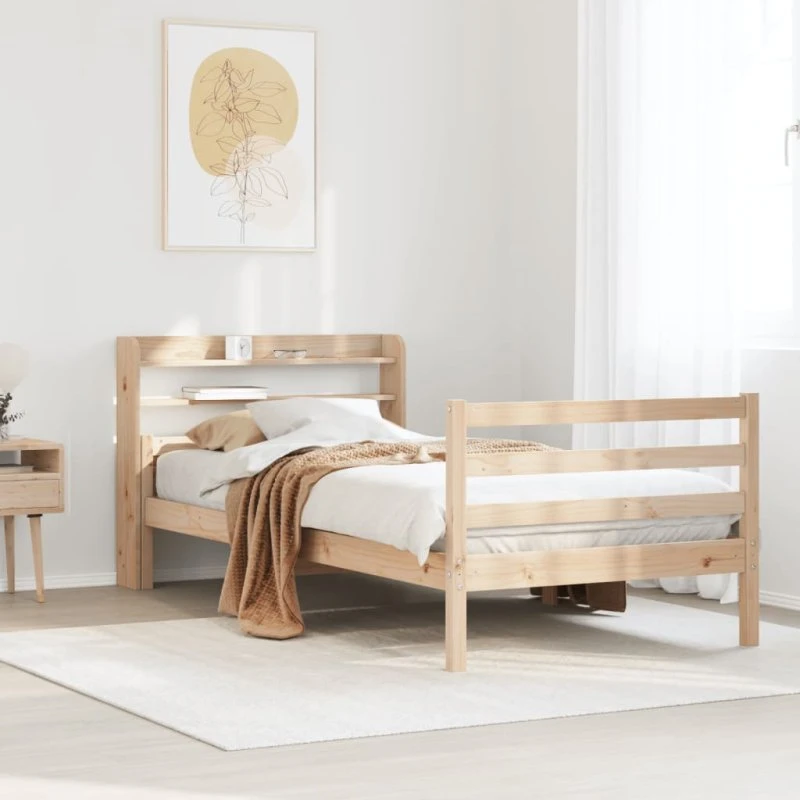 vidaXL Sengeramme 90x200 cm massivt fyrretræ med sengegavl