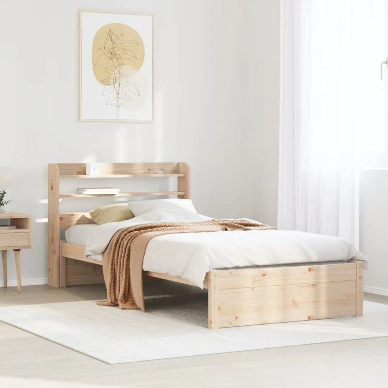 vidaXL Sengeramme med Sengegavl 75x190 cm i Massivt Fyrretræ