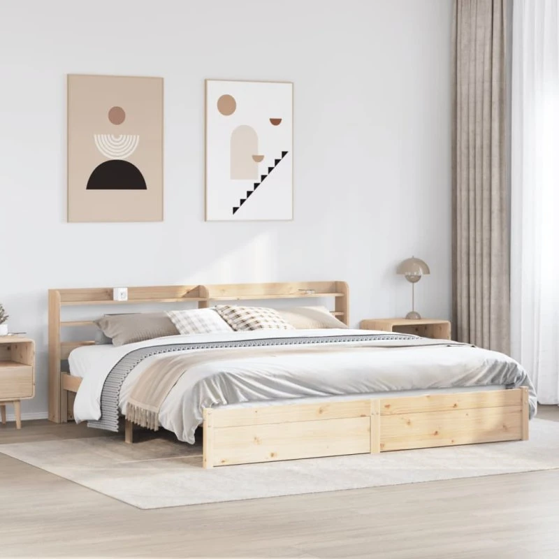 vidaXL Sengeramme 180x200 cm i massivt fyrretræ med sengegavl